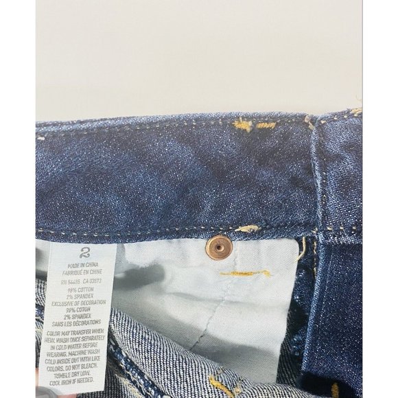American Eagle Womens Jean Shorts Sz 2 Stretch Denim Cuffed Booty Mini Raw Hem - Picture 8 of 8